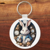 White Rabbit Alice in Wonderland Horloges en rozen Sleutelhanger (Voorkant)