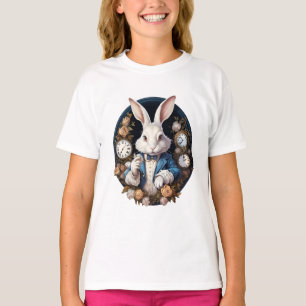 White Rabbit Alice in Wonderland Horloges en rozen T-shirt