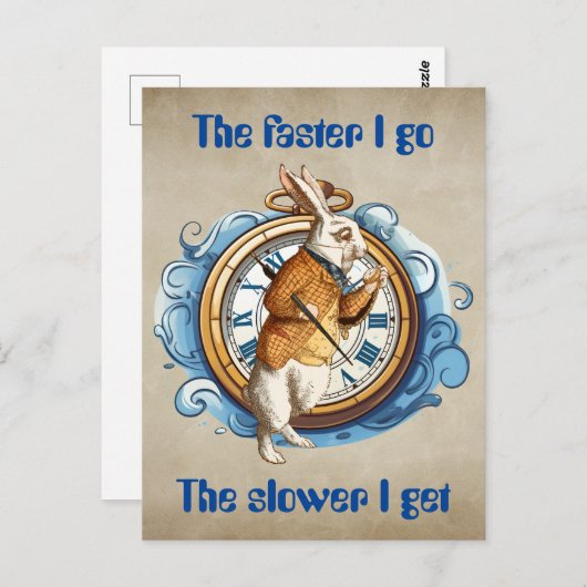 White Rabbit, Alice in Wonderland karakter. Briefkaart (Voorkant / Achterkant)