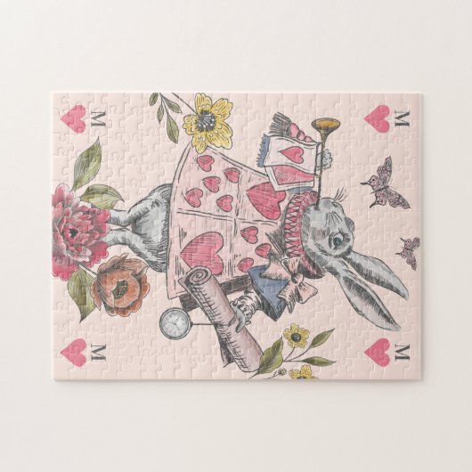 White Rabbit Alice in Wonderland Monogram Legpuzzel (Horizontaal)