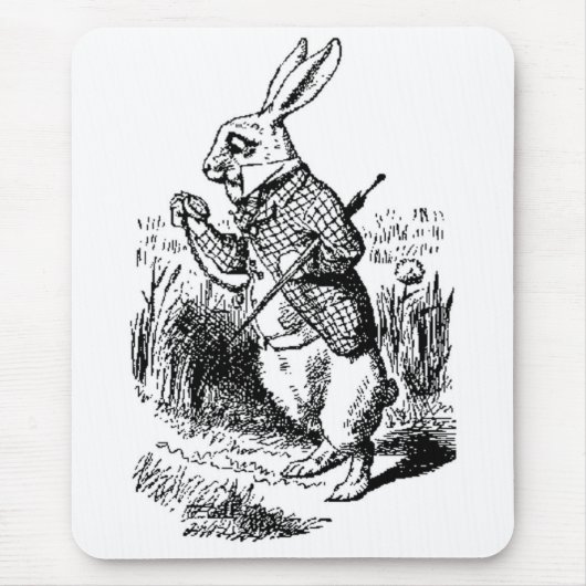 White Rabbit - Alice in Wonderland Mousepad Muismat (Voorkant)