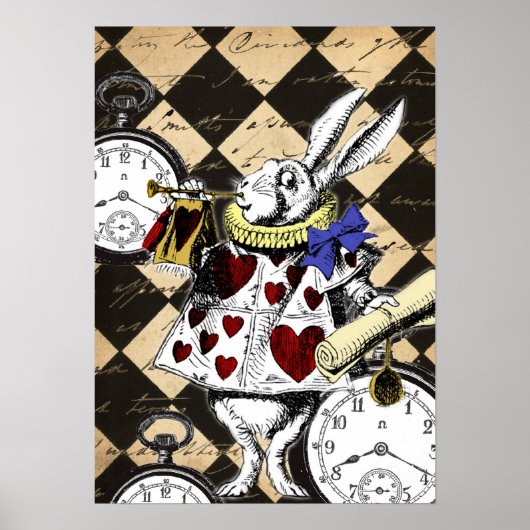 White Rabbit Alice in Wonderland Poster Print (Voorkant)