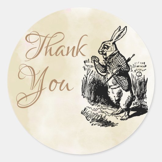 White Rabbit Alice in Wonderland Ronde Sticker (Voorkant)