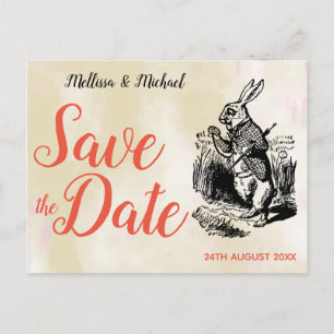 White Rabbit Alice in Wonderland Save the Date Briefkaart