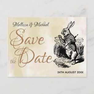 White Rabbit Alice in Wonderland Save the Date Briefkaart