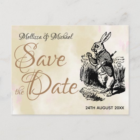 White Rabbit Alice in Wonderland Save the Date Briefkaart (Voorkant)