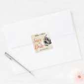 White Rabbit Alice in Wonderland Save the Date Vierkante Sticker (Envelop)