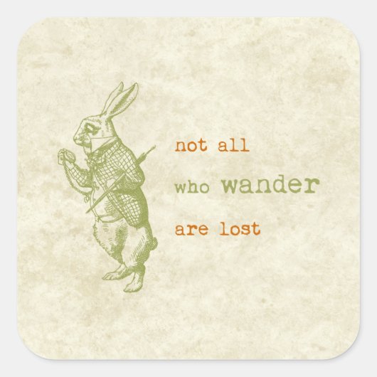 White Rabbit, Alice in Wonderland Vierkante Sticker (Voorkant)