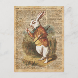 White Rabbit Alice in Wonderland Vintage Art Briefkaart