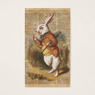White Rabbit Alice in Wonderland Vintage Art Visitekaartjes