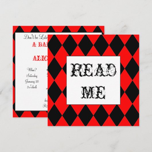 White Rabbit Alice Invitation Kaart (Voorkant / Achterkant)