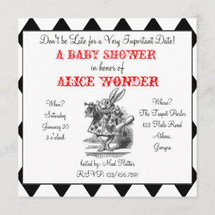 White Rabbit Alice Invitation Kaart