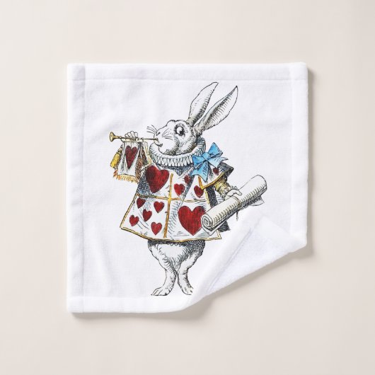 White Rabbit Alice Wonderland Hearts Bad Handdoek (Wasdoekje)