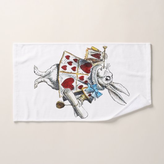 White Rabbit Alice Wonderland Hearts Bad Handdoek (Handdoek)