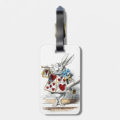 White Rabbit Alice Wonderland Hearts Bagagelabel (Achterkant verticaal)