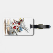 White Rabbit Alice Wonderland Hearts Bagagelabel (Achterkant horizontaal)