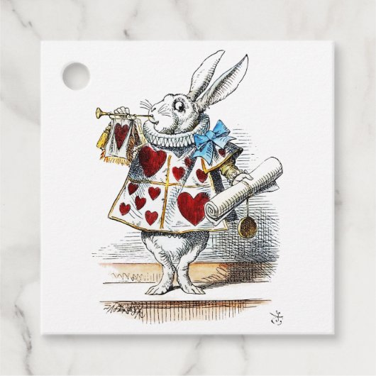 White Rabbit Alice Wonderland Hearts Bedankjes Labels (Voorkant)
