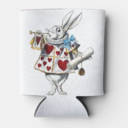 White Rabbit Alice Wonderland Hearts Blikjeskoeler (Voorkant)