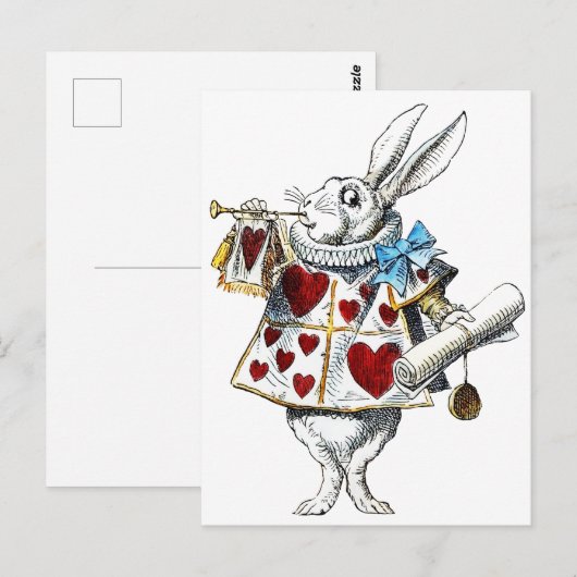 White Rabbit Alice Wonderland Hearts Briefkaart (Voorkant / Achterkant)