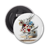 White Rabbit Alice Wonderland Hearts Button Flesopener (Voorkant)