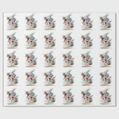 White Rabbit Alice Wonderland Hearts Cadeaupapier (Vlak)