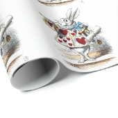 White Rabbit Alice Wonderland Hearts Cadeaupapier (Rol Hoek)