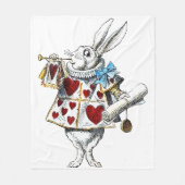 White Rabbit Alice Wonderland Hearts Fleece Deken (Voorkant)