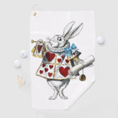 White Rabbit Alice Wonderland Hearts Golfhanddoek (Insitu)