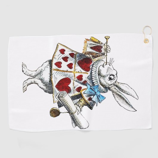 White Rabbit Alice Wonderland Hearts Golfhanddoek (Horizontaal)