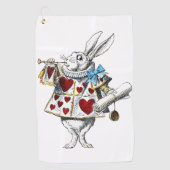 White Rabbit Alice Wonderland Hearts Golfhanddoek (Voorkant)