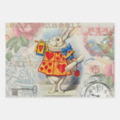 White Rabbit Alice Wonderland Hearts Inpakpapier Vel (Voorkant 3)