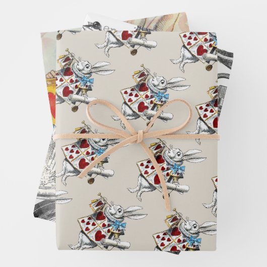 White Rabbit Alice Wonderland Hearts Inpakpapier Vel (In situ)