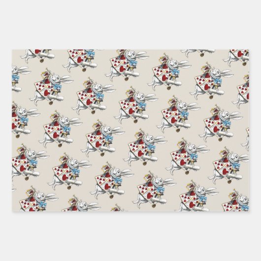 White Rabbit Alice Wonderland Hearts Inpakpapier Vel (Voorkant)
