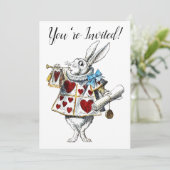 White Rabbit Alice Wonderland Hearts Kaart (Staand voorkant)