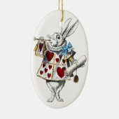 White Rabbit Alice Wonderland Hearts Keramisch Ornament (Rechts)