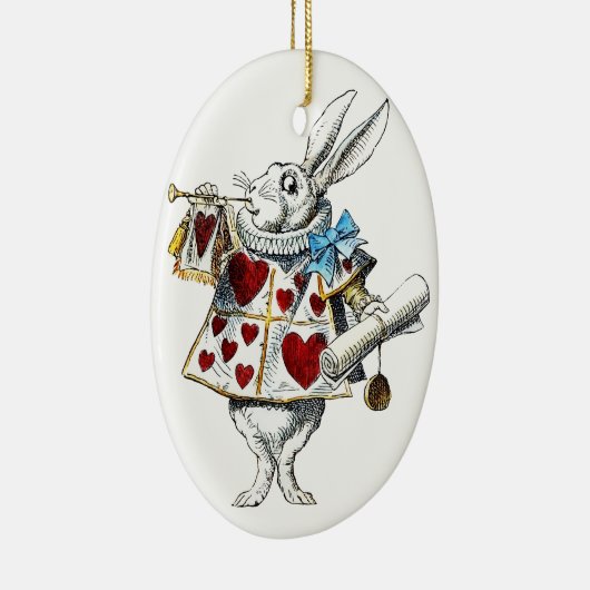 White Rabbit Alice Wonderland Hearts Keramisch Ornament (Rechts)