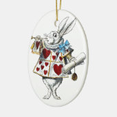 White Rabbit Alice Wonderland Hearts Keramisch Ornament (Links)