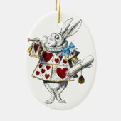 White Rabbit Alice Wonderland Hearts Keramisch Ornament (Achterkant)