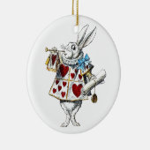 White Rabbit Alice Wonderland Hearts Keramisch Ornament (Rechts)