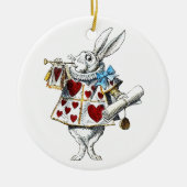 White Rabbit Alice Wonderland Hearts Keramisch Ornament (Voorkant)