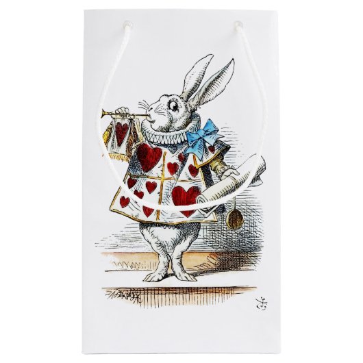 White Rabbit Alice Wonderland Hearts Klein Cadeauzakje (Achterkant)