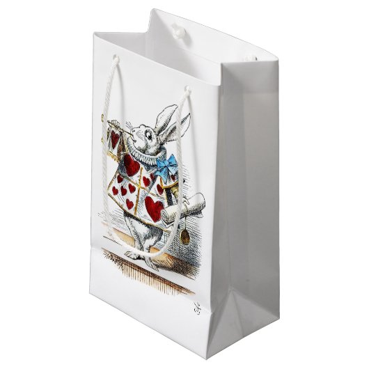 White Rabbit Alice Wonderland Hearts Klein Cadeauzakje (Voorkant Gekanteld)