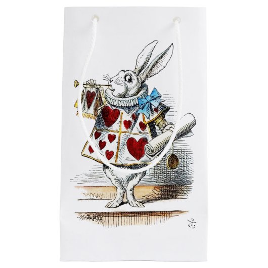 White Rabbit Alice Wonderland Hearts Klein Cadeauzakje (Voorkant)