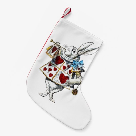 White Rabbit Alice Wonderland Hearts Kleine Kerstsok (Voorkant (Hangend))