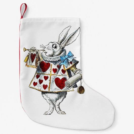 White Rabbit Alice Wonderland Hearts Kleine Kerstsok (Voorkant)