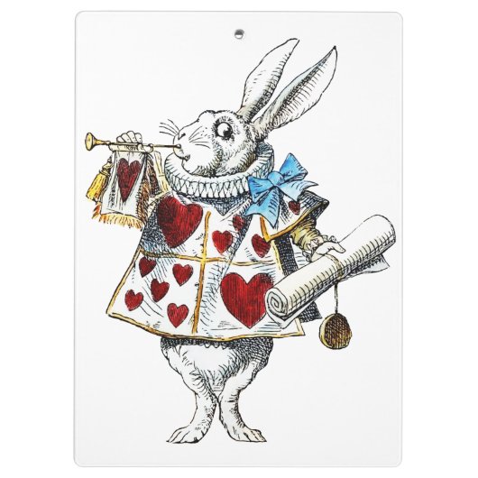 White Rabbit Alice Wonderland Hearts Klembord (Achterkant)