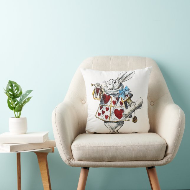 White Rabbit Alice Wonderland Hearts Kussen (Stoel)