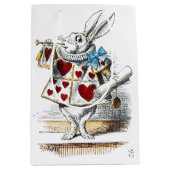 White Rabbit Alice Wonderland Hearts Medium Cadeauzakje (Voorkant)
