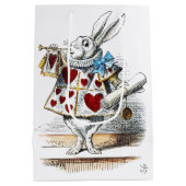White Rabbit Alice Wonderland Hearts Medium Cadeauzakje (Achterkant)
