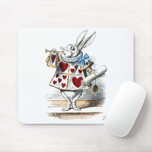 White Rabbit Alice Wonderland Hearts Muismat (Met muis)